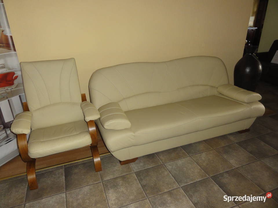 Bestselerowa wersalka Gala w skórze naturalnej Komplety mebli Piasek