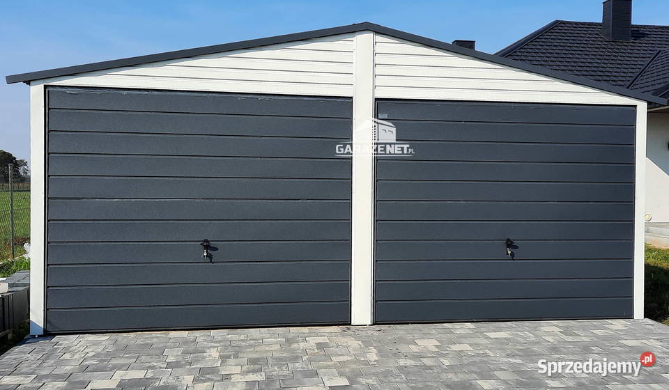 GARAŻ BLASZANY 6m x 7m DWUSPAD 2x BRAMA UCHYLNA Łapanów