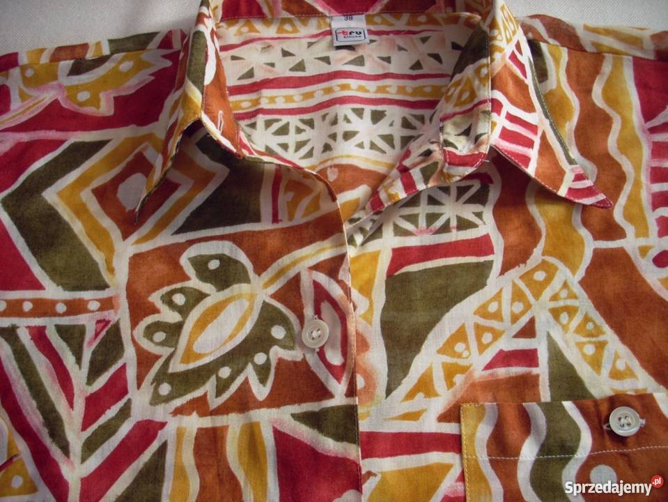 TRUE Przewiewna Koszula Aztek Tropik Bawełna 38 małopolskie Nowy Sącz