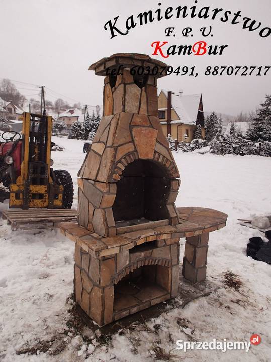 Kominek grill ogrodowy z kamienia gnejsowego A1 Lubień