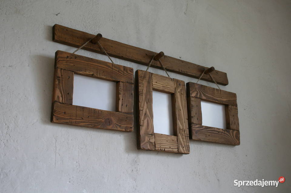 zestaw 3 drewnianych ramek na zdjęcia 10x15 na Mielec