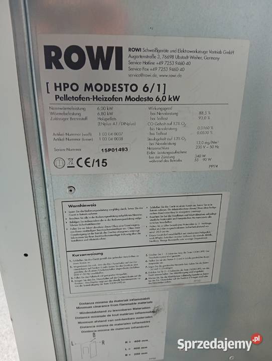 piec na pelet 6KW 448 kujawsko-pomorskie Byczyna