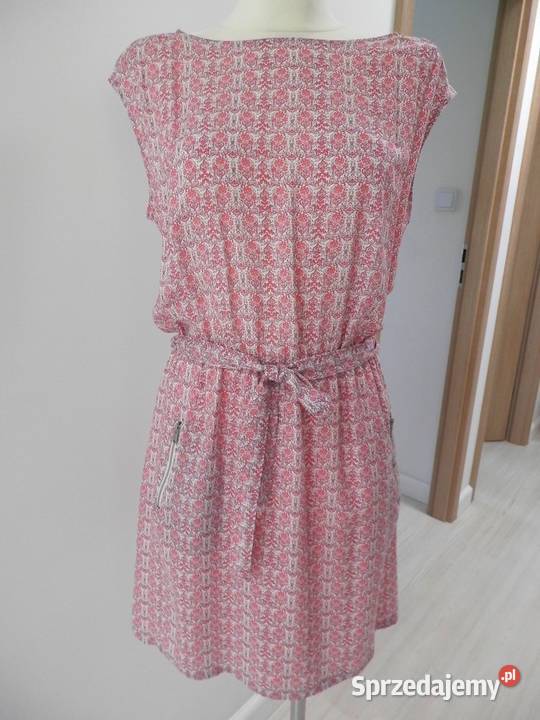 Sukienka Kremowa z Nadrukiem Wymarzona na Lato Łomża