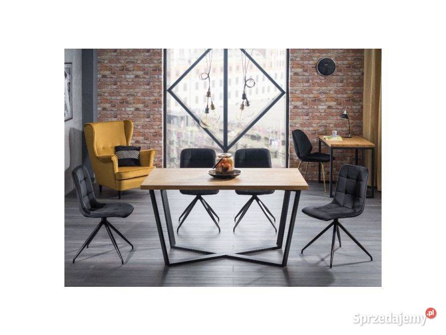Stół Dębowy MARCELLO 4 krzesła TEXO VELVET Komplety mebli pomorskie Gdańsk