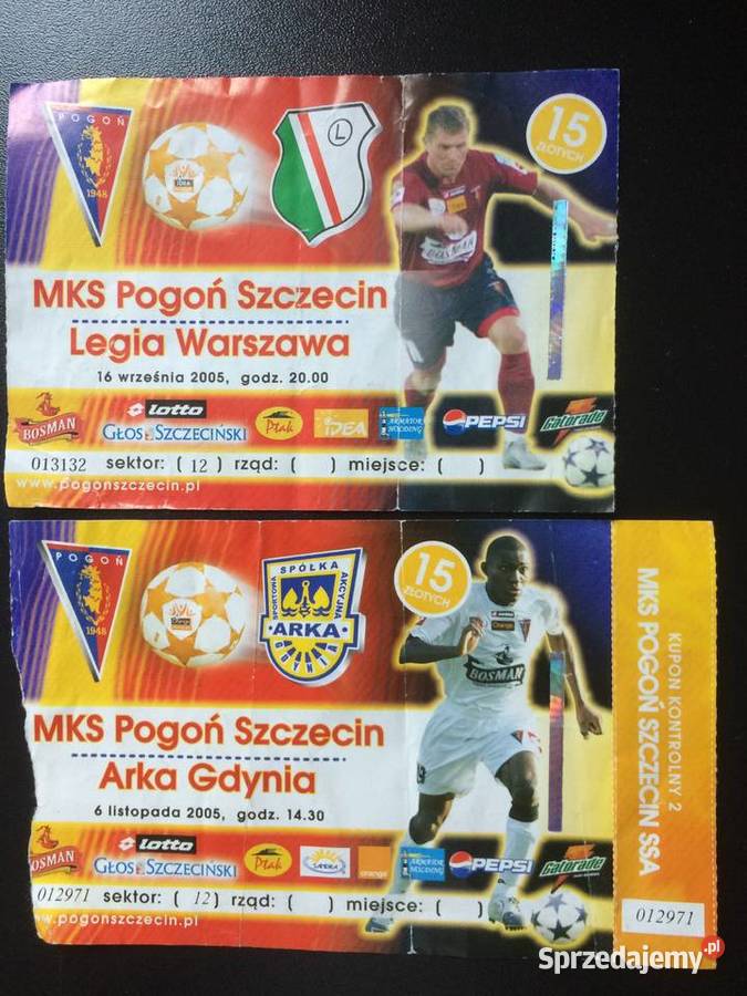 216 Bilety Na Mecze Drużyny Pogoń Szczecin 2005