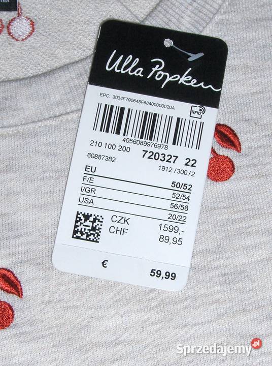 Ulla Popken Damska bluza w wisienki 5052 Bawełna łódzkie Łódź