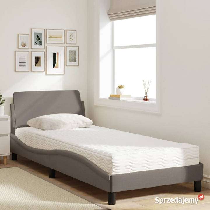 Łóżko z materacem taupe obite tkaniną 80x200 Łóżka mazowieckie Warszawa
