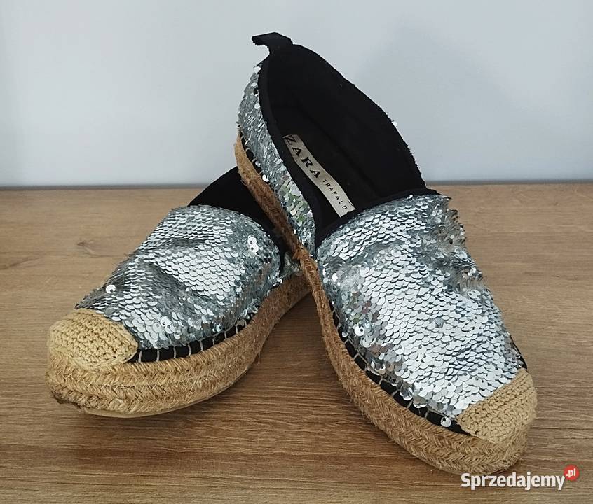 Zara srebrne cekinowe Espandryle Rozmiar 37 Olsztyn