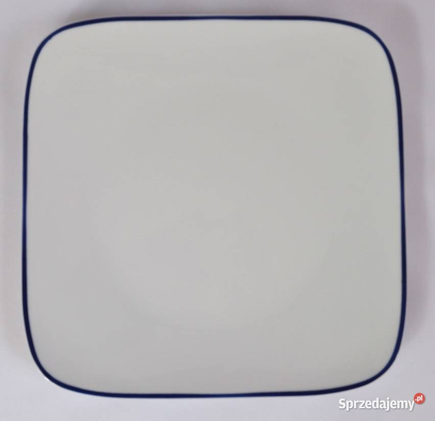 Porcelanowe talerze z niebieskim rantem mazowieckie Warszawa