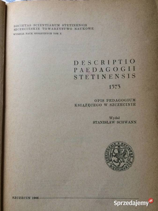 3840 Descriptio Paedagogii Stetinensis zachodniopomorskie Szczecin