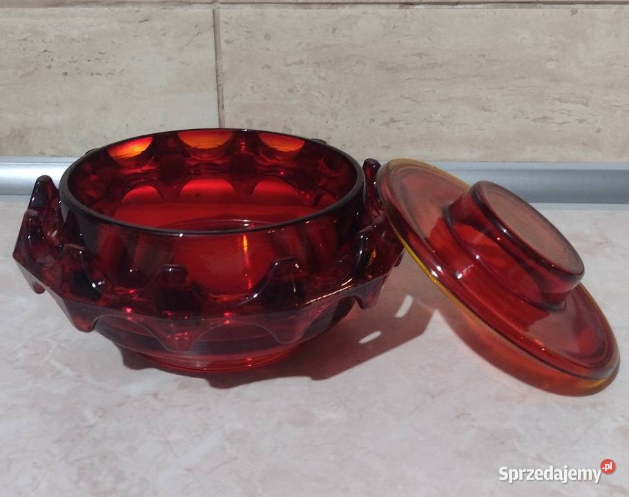 Zestaw Diatret ze szkła sodowego lata 70 Porcelana i szkło Libiąż