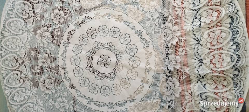 Obrus biały materiał firanka koło średnica 90 Bolesławiec