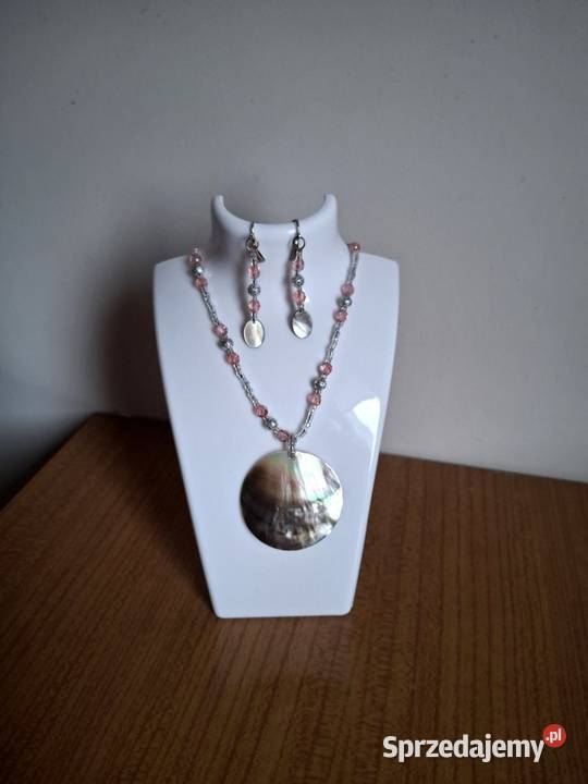 Naszyjnik z masy perłowej ze srebrnymi wstawk i Lublin