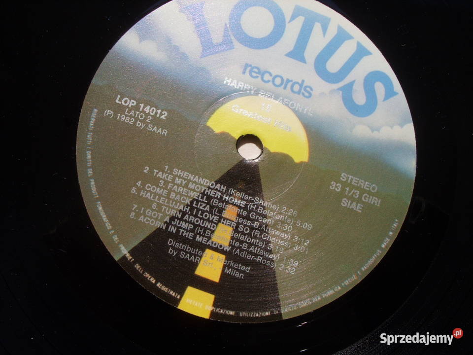 WINYL LP HARRY BELAFONTE15 GREATEST HITS LOTUS Wołów