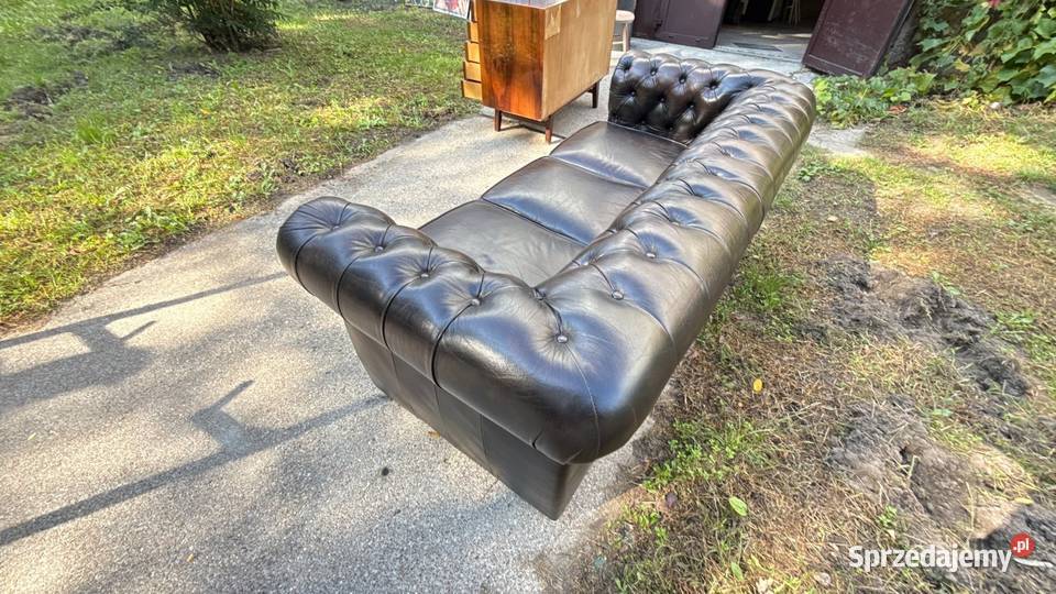 Kanapa Chesterfield skórzana 3osobowa brązowa sprzedam