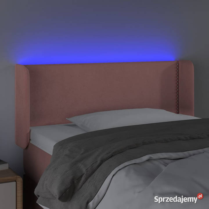 Zagłówek do łóżka z LED różowy 103x16x7888