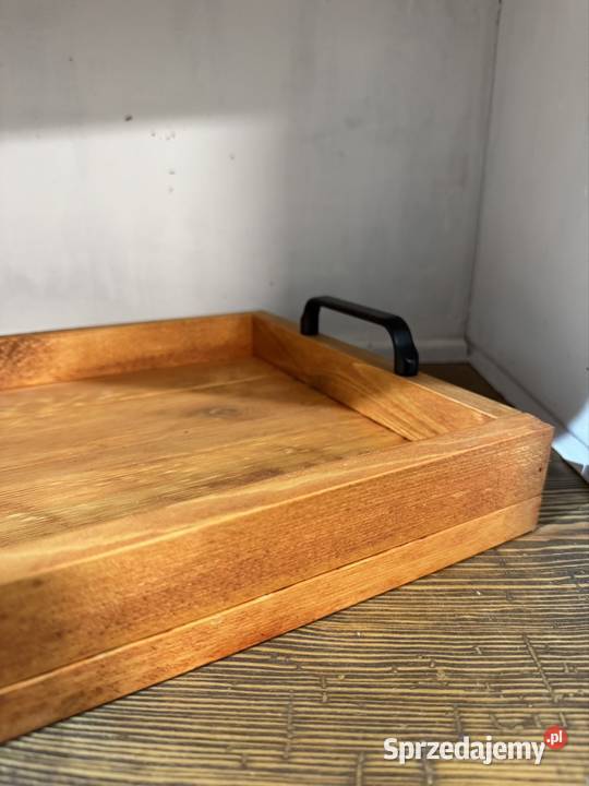 Ręcznie robiona drewniana taca z uchwytami loft Piotrków Trybunalski