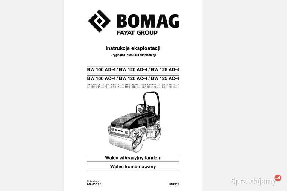 BOMAG BW100AC4 BW120AC4 BW125AC4 instrukcja Poradniki, albumy i reportaże