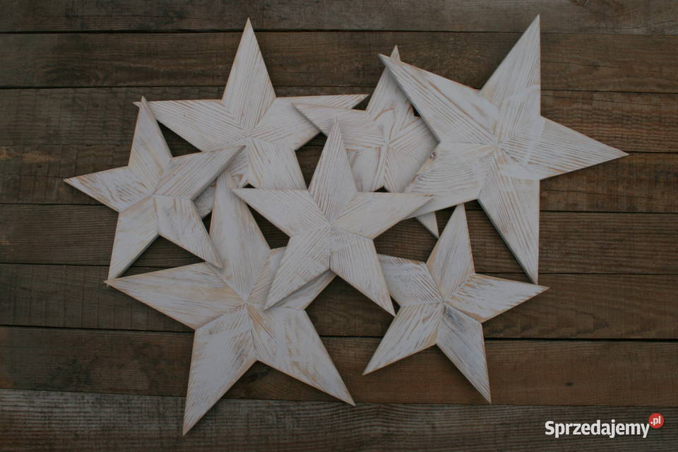 Gwiazdy drewniane rustykalne 3 sztuki zestaw Mielec