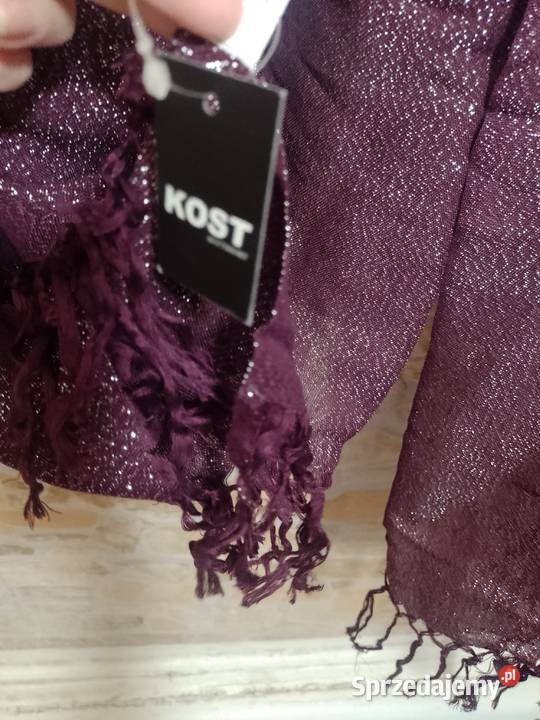 KosztyFioletowo Srebrna chusta szal Kraków