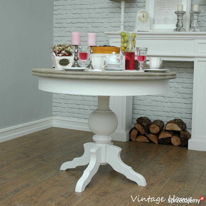 Prowansalski stół OKRĄGŁY cudo Vintage shabby wielkopolskie sprzedam