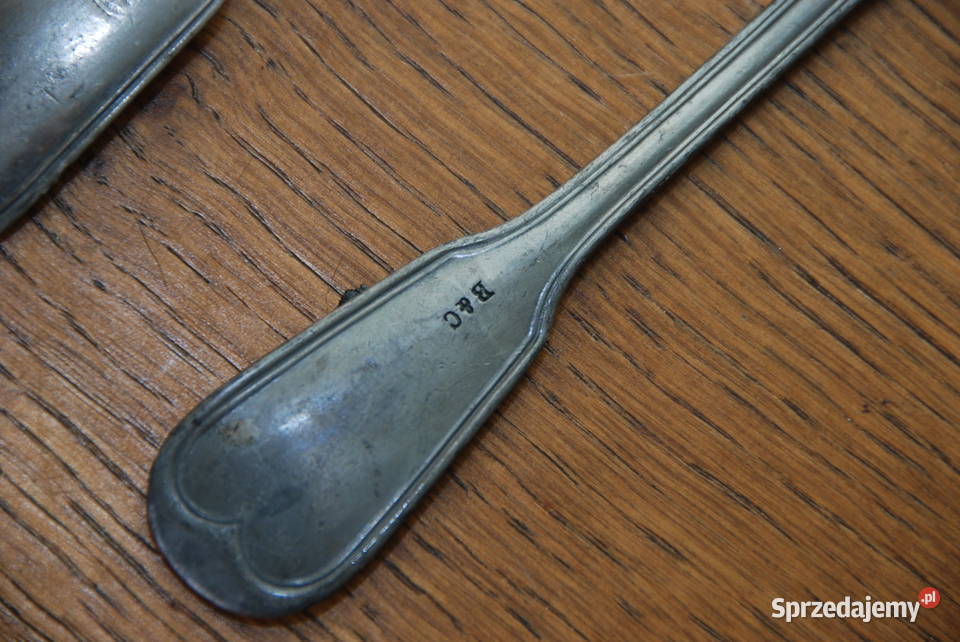Biedermeier zestaw 3 dużych łyżek stal cynkowa Warszawa