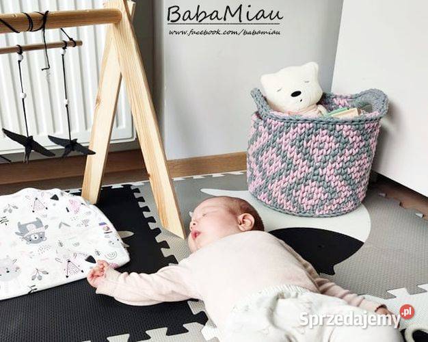 Kosz bawełniany dwukolorowy w romby na zabawki Bydgoszcz sprzedam
