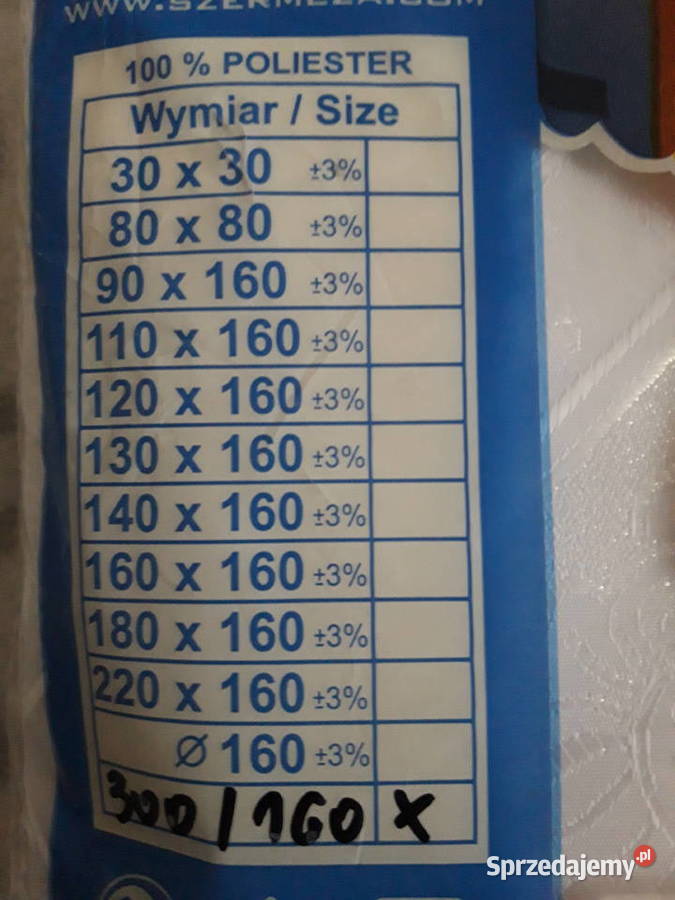 obrus plamoodporny na duży stół 160 x 300 biały Warszawa sprzedam