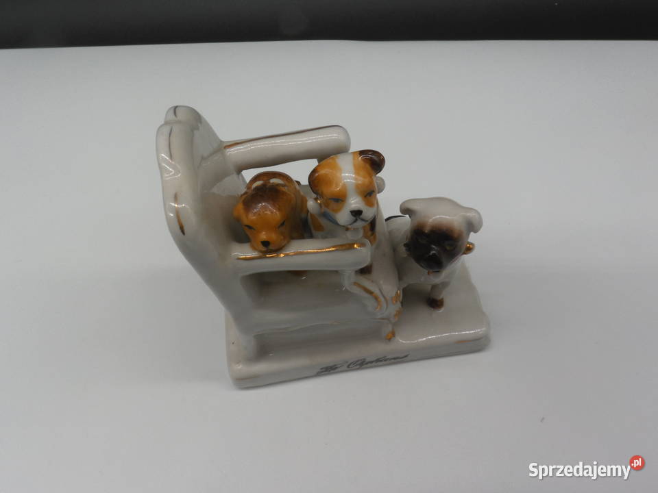 XIXwieczna figurka kontynentalna SIEROTY ok 1870 Porcelana i szkło Raszków sprzedam