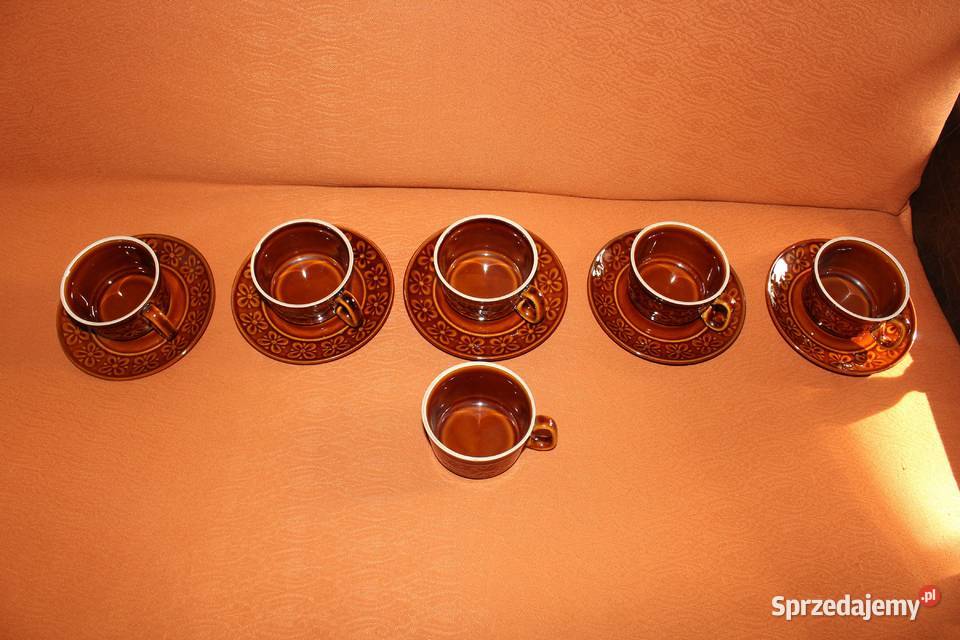 Filiżanki z talerzykami Kokardki Ceramika śląskie sprzedam