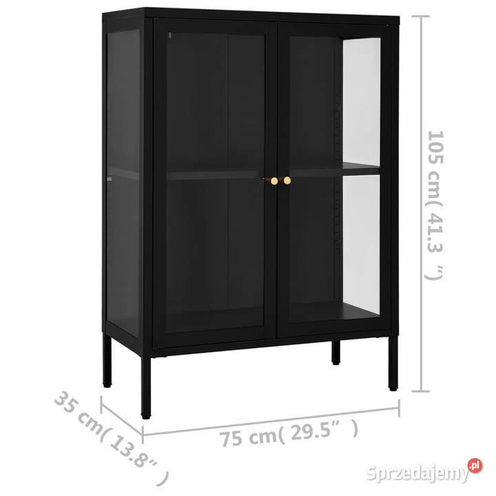 Szafka boczna czarna 75x35x105 stal i szkło Warszawa sprzedam