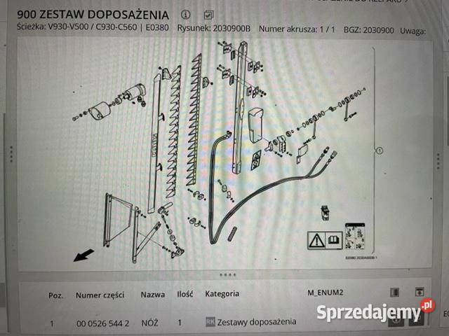 Claas V500 V930 C560 C930 Kosa do rzepaku Jastrzębniki