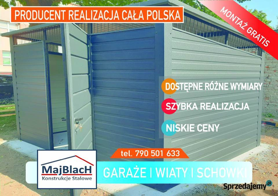 Garaż Blaszany GRAFITOWY Wiata Śmietnikowa lubelskie Puławy