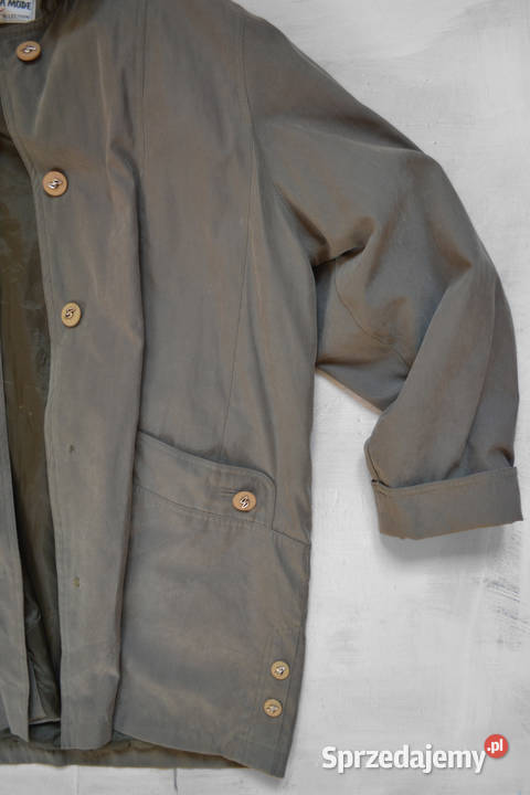 zielona parka vintage khaki retro luźny płaszcz Warszawa