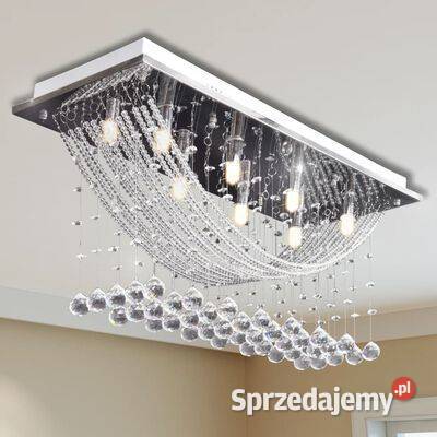 Biała lampa sufitowa z błyszczącymi kryształkami Lampy wiszące Warszawa