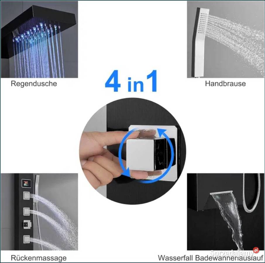 Panel Prysznicowy 4w1 Deszczownica Dysze Poraj