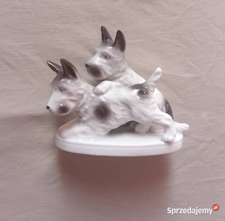 Figurka dwa teriery szkockie Grafenthal autor Koźminek