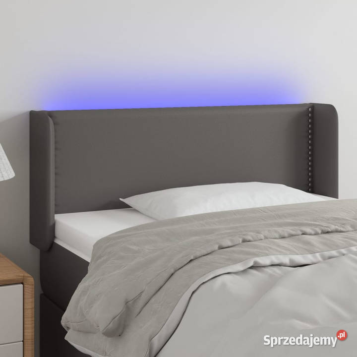 Zagłówek do łóżka z LED szary 93x16x7888