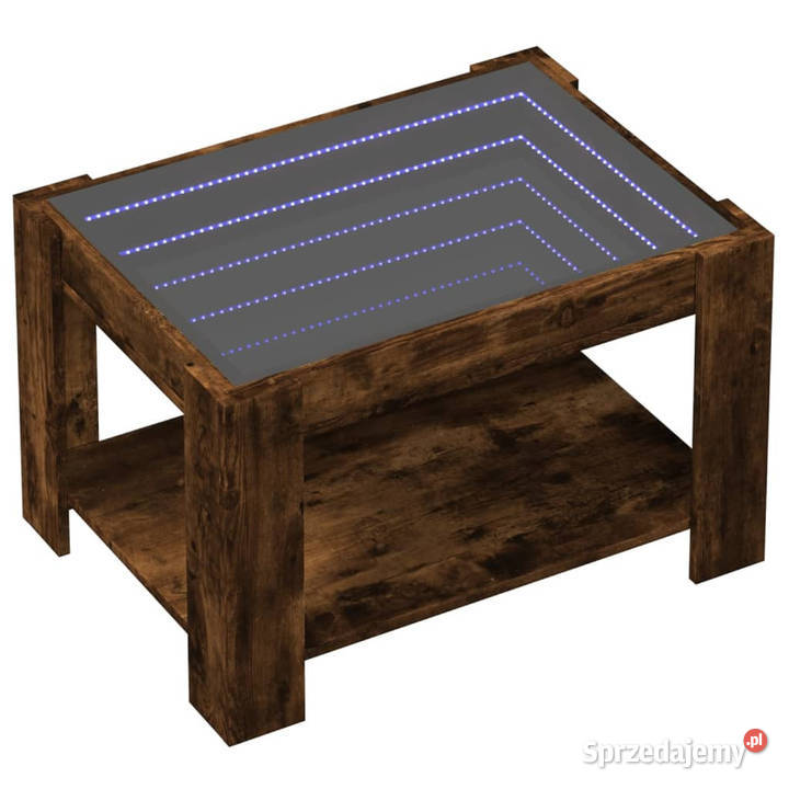 Stolik kawowy z LED opalany dąb 73x53x45 Warszawa sprzedam