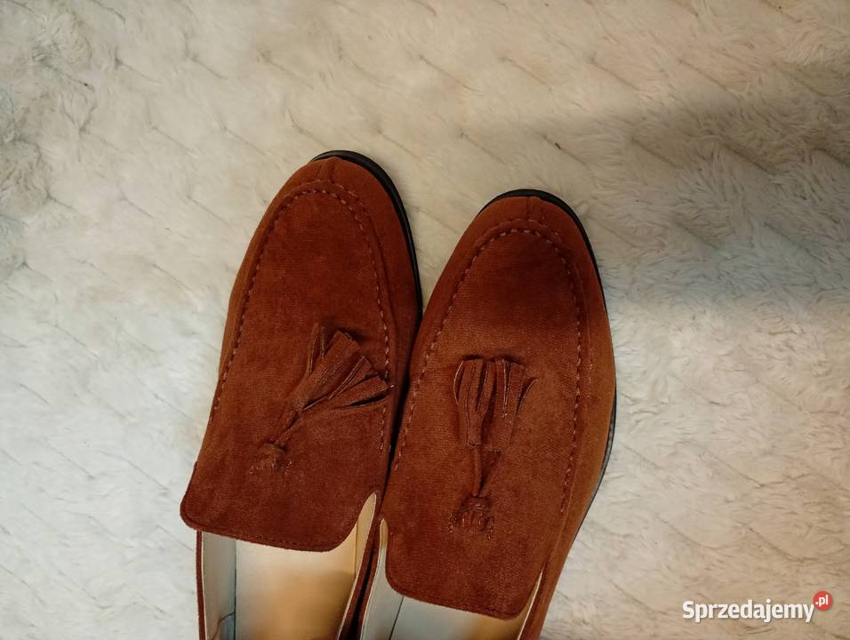 42 Brązowe rude mokasyny półbuty buty wieczorowe 27cm