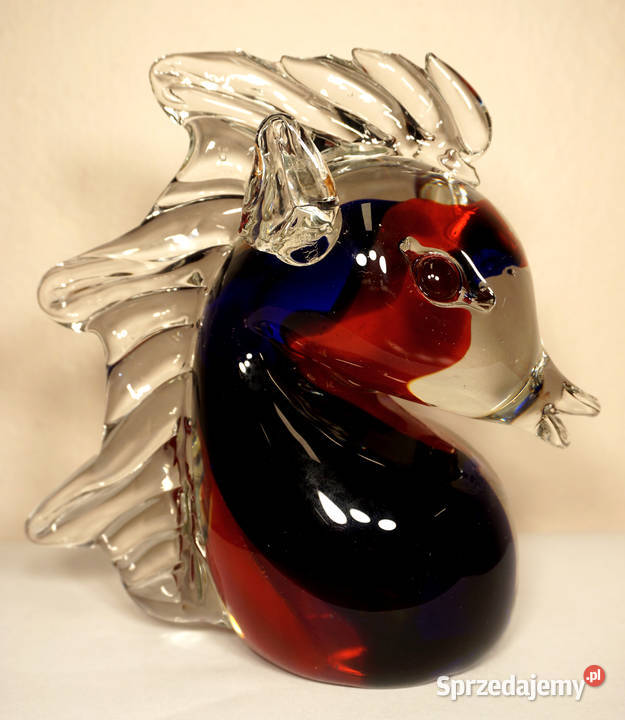 SZKŁO MURANO FIGURA GŁOWA KONIKA Niemcza