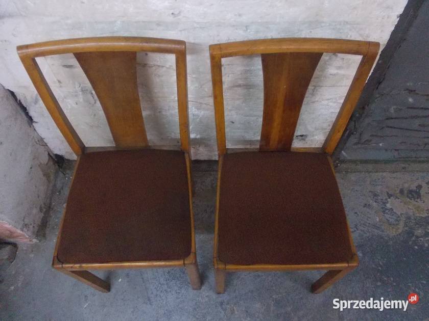 Stare drewniane krzesła PRL vintage Krzesła Bielsko-Biała