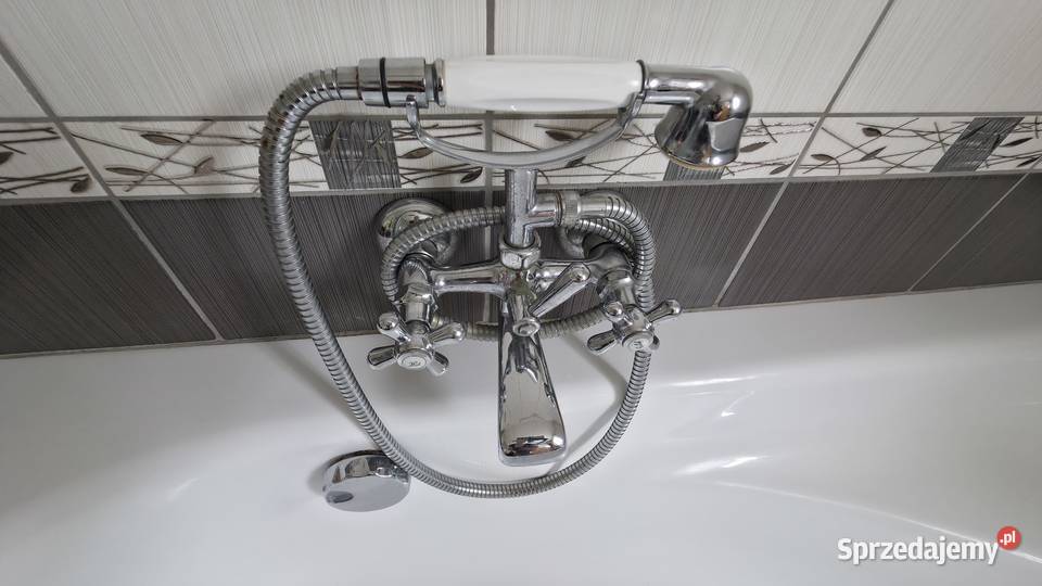 Stylowa bateria retro wannowa natynkowa chrom Gliwice