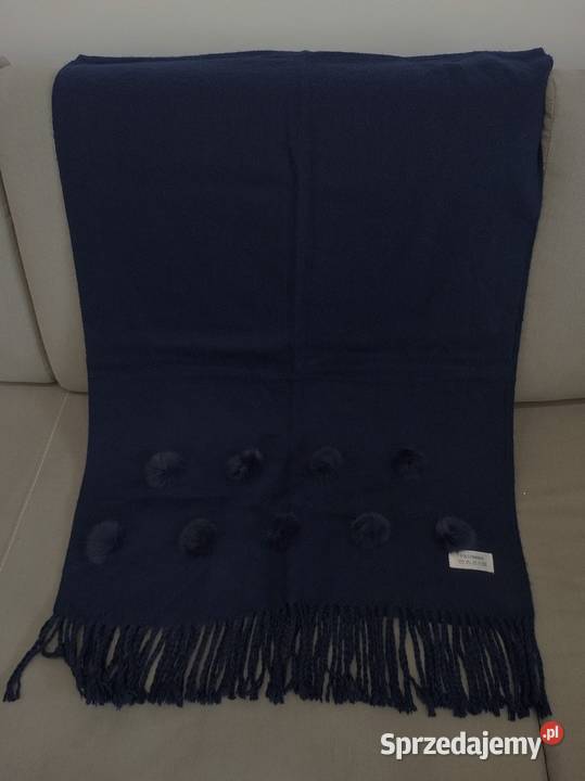 Szal z Wełny Pashmina Duży Zdobiony Wełną Łomża
