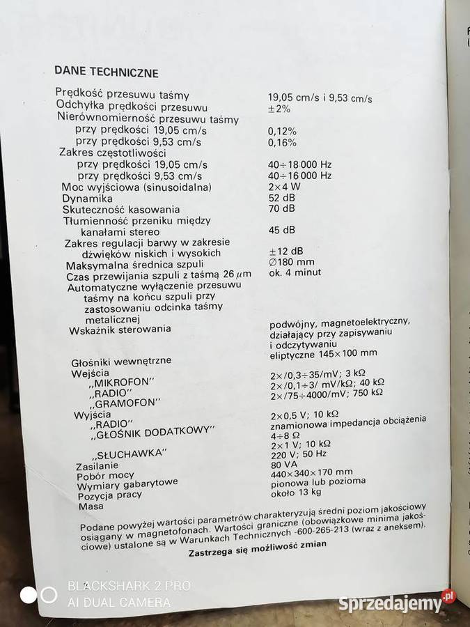 magnetofon szpulowy Unitra M2405S Forte Mosty