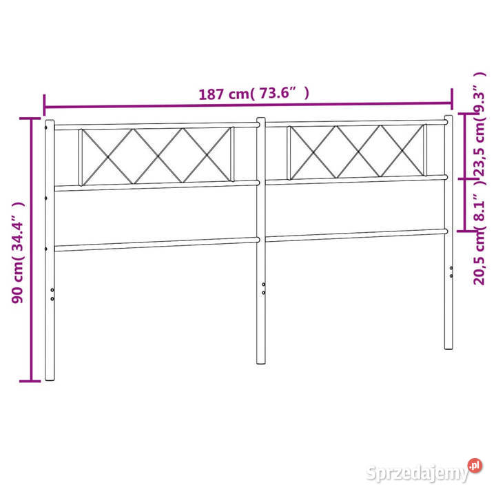 Metalowe wezgłowie czarne 180 WM372313 Warszawa