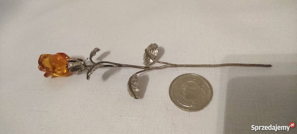 Róża bursztyn srebro 3 wielkości OKAZJA wielokolorowy Gdańsk