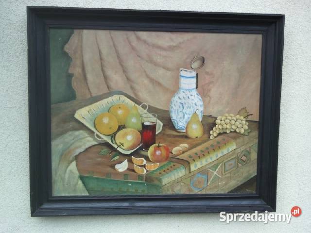 Obraz Olejny Martwa Natura Sygnowany 1973 Lublin