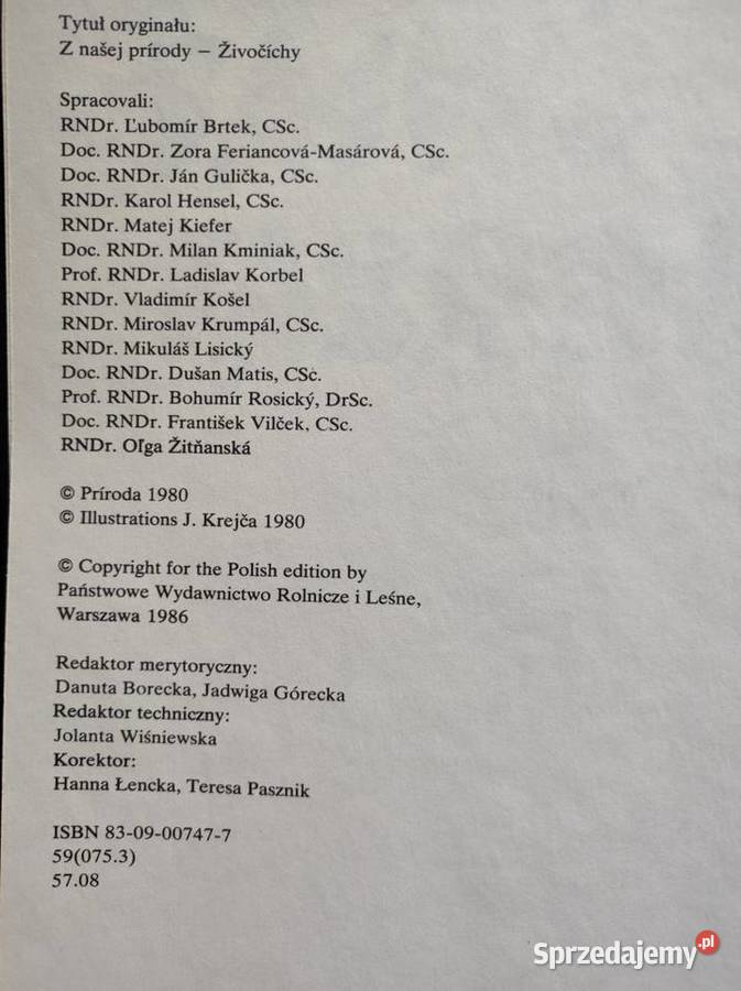 Biologia ekologia Świat zwierząt Lubomir Brtek świętokrzyskie sprzedam