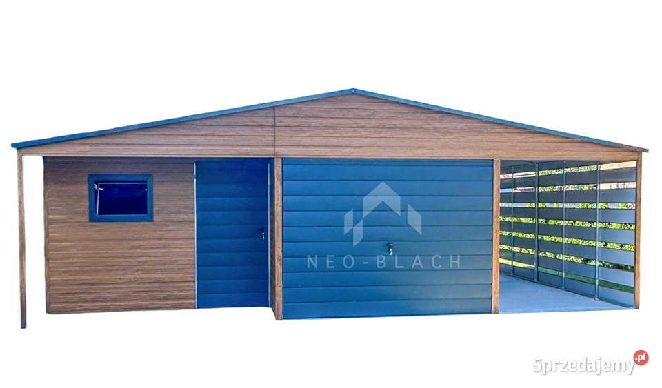 Garaż Blaszany 8x6m Wiata 2m Wnęka 1m Brama